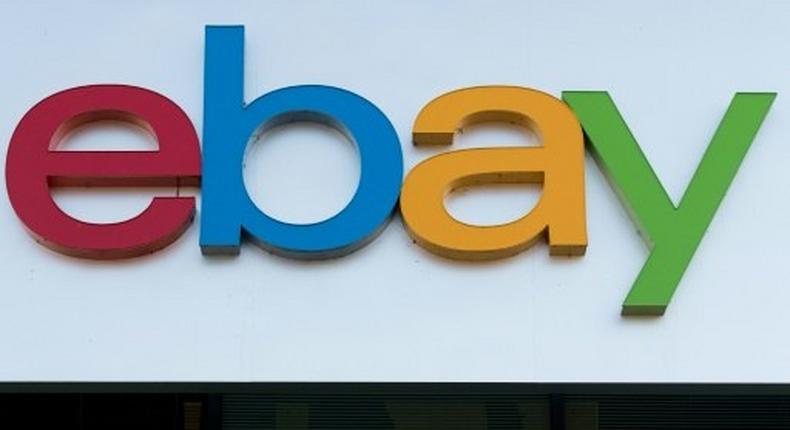 This file photo taken on November 4, 2016 shows an Ebay sign and logo in San Jose, California. 