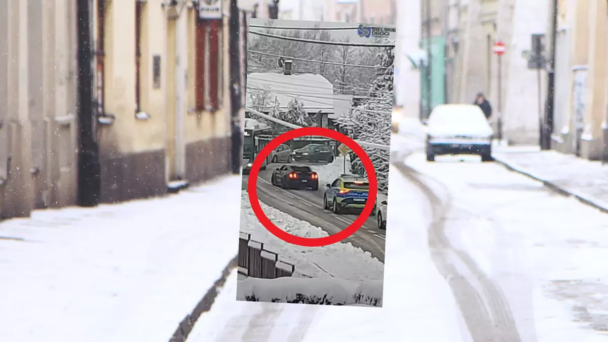 Ford Mustang kontra polska zima (fot. screen: Youtube/BielskieDrogi)