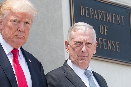 Donald Trump and James Mattis at the Pentagon for National Security Meeting