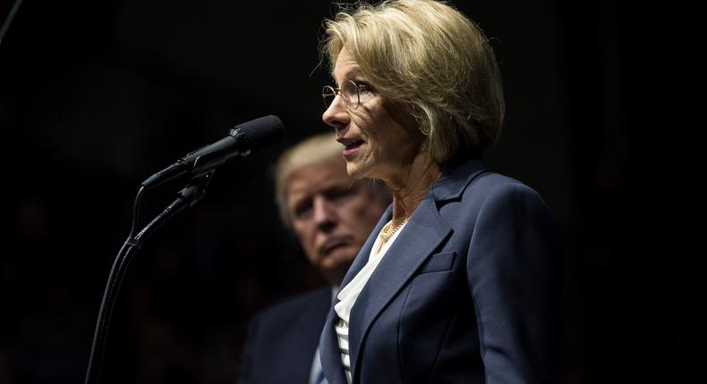 Betsy DeVos, pictured, reportedly disagreed with an order surrounding transgender student rights.