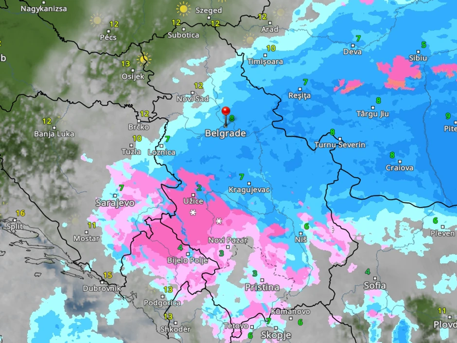 Kretanje nevremena u 17 časova