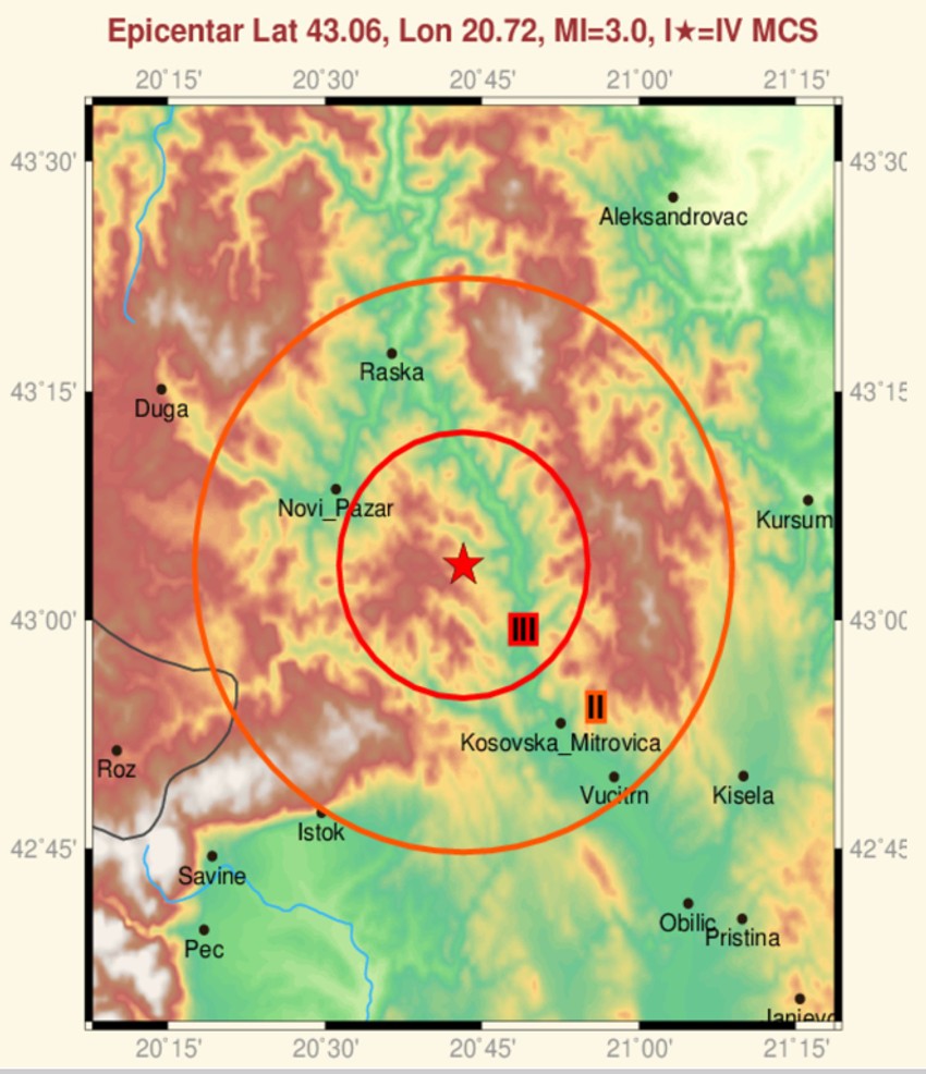 Na ovoj tački je bio epicentar zemljotresa