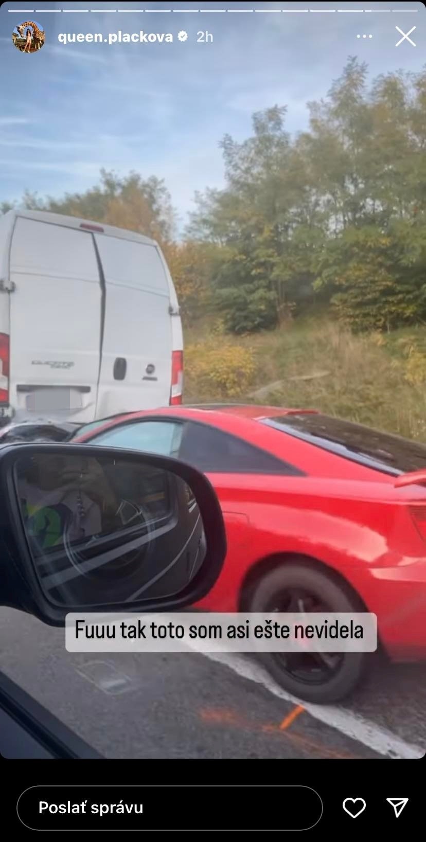 Plačkovej s manželom Reném sa na ceste do Prahy naskytol takýto pohľad.