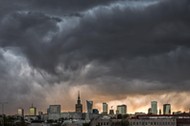 Storm clouds over center of Warsaw