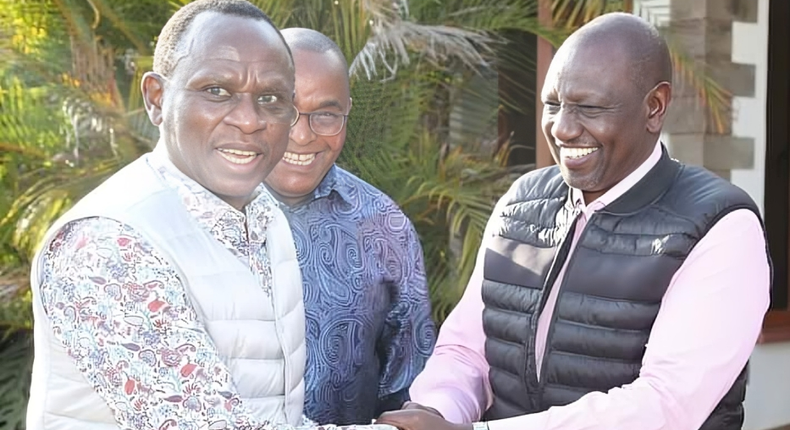 President William Ruto with former Machakos MP Victor Munyaka.