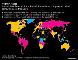 Podwyżki stóp procentowych na świecie. Nie tylko Polska zaostrza politykę pieniężną [MAPA]