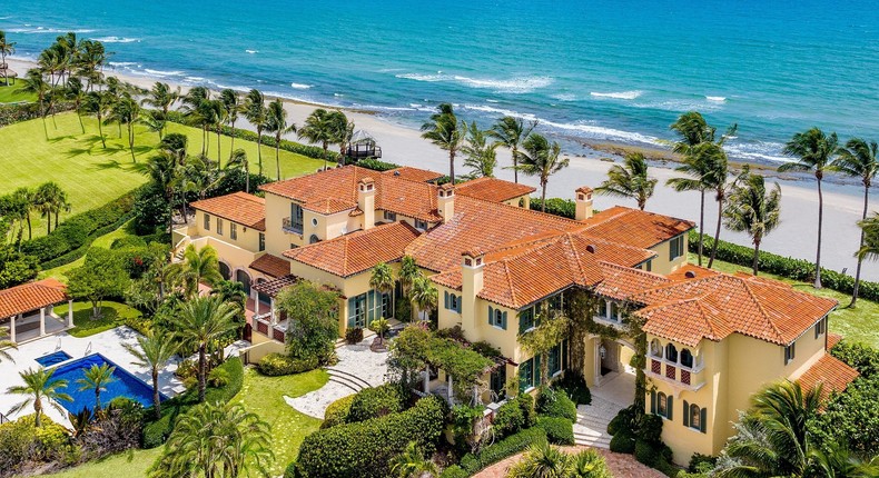 Larry Ellison's Palm Beach estate features over 520 feet of ocean frontage.