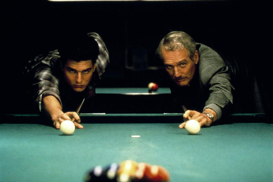 Tom Cruise jako Vincent Lauria i Paul Newman jako Eddie "Fast" Felson w filmie "Kolor pieniędzy" (1986)