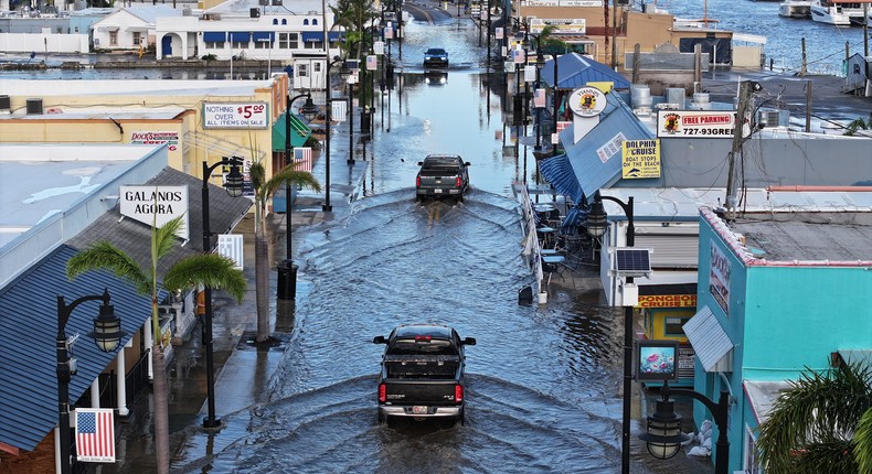 Hurricane Helene caused flooding in Tarpon Springs, Florida, near Tampa.Joe Raedle/Getty Images