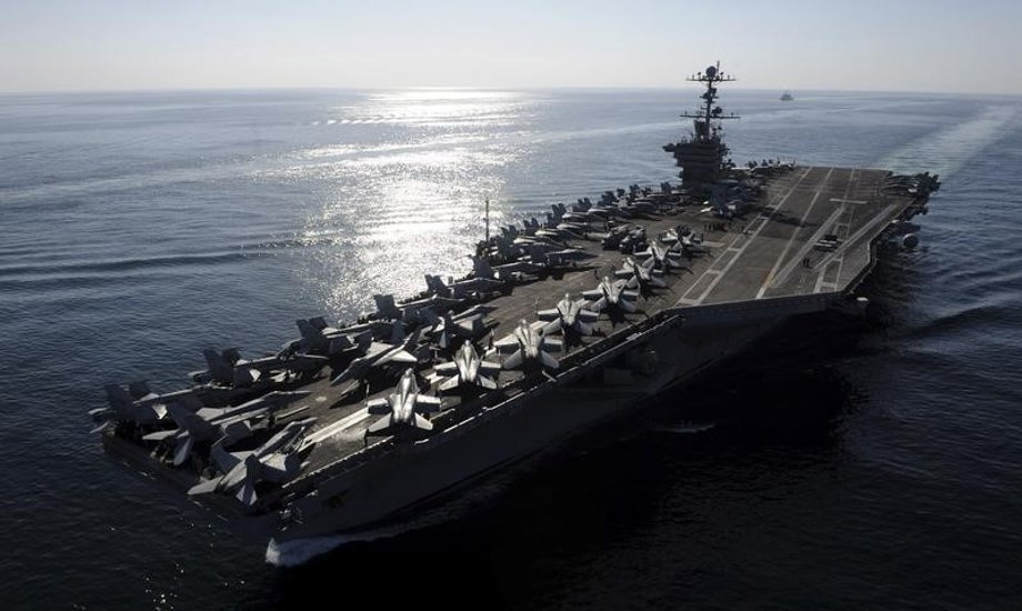 File photo of aircraft carrier USS John C. Stennis transiting the Strait of Hormuz