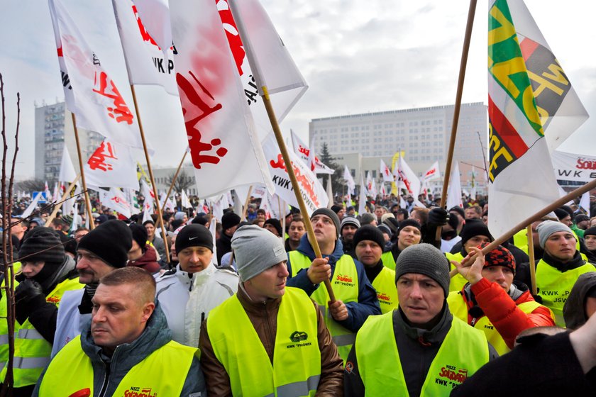 Jastrzebie Zdrój. Manifestacja górników 