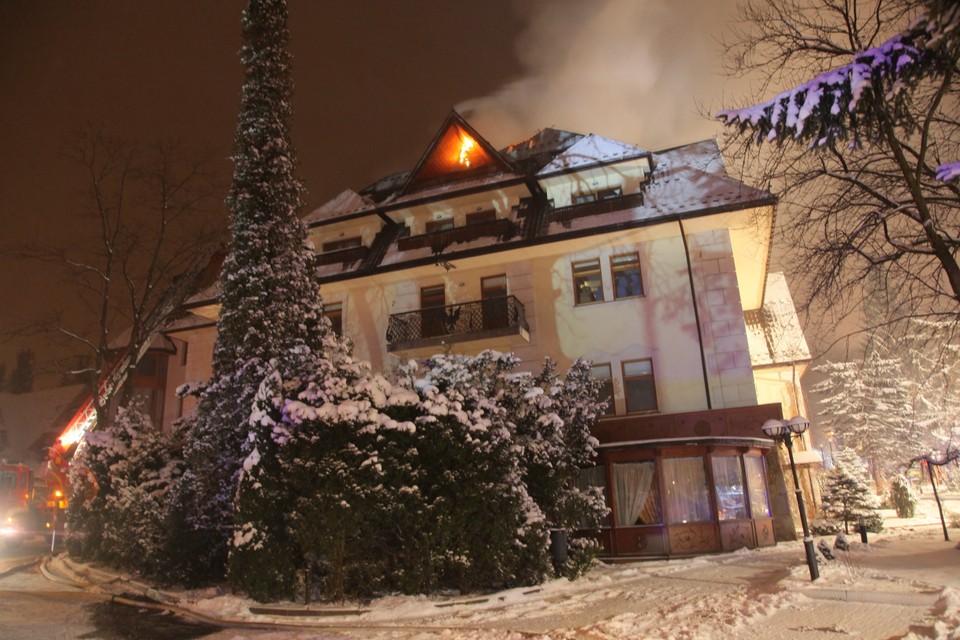 ZAKOPANE HOTEL BELVEDERE POŻAR (akcja gaszenia pożaru)