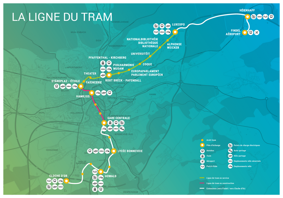 Plan rozbudowy linii tramwajowej w Luksemburgu