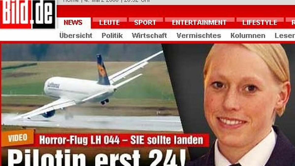 Pasażerów Airbusa, który nie mógł wylądować ze względu na szalejący orkan Emma uratowała 24-letnia pilotka - pisze "Bild"