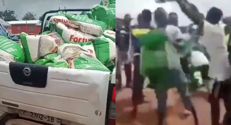 Angry Damango constituents reject bags of rice sent to them by Samuel Abu Jinapor 