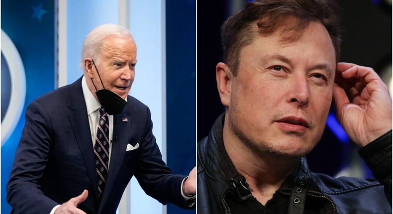 President Joe Biden and Tesla CEO Elon MuskGetty Images