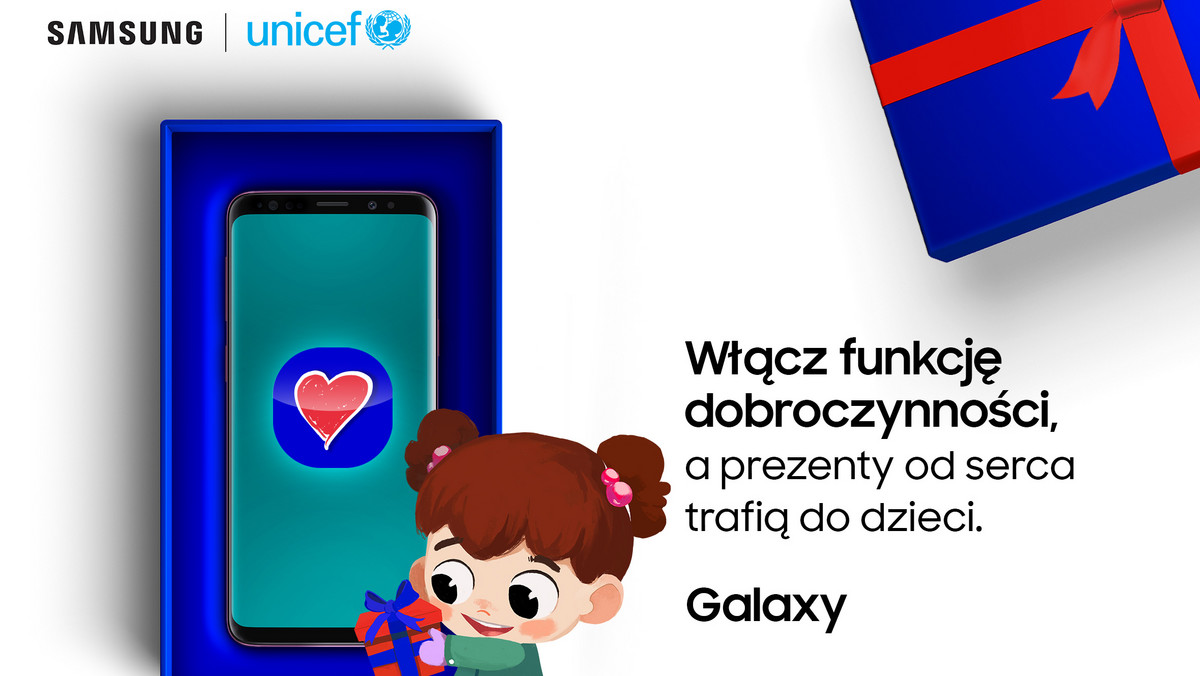 Samsung Polska zaprezentował #FunkcjęDobroczynności, która jest dostępna w nowo zakupionych smartfonach Galaxy. Dzięki niej, firma Samsung przeznaczy część zysku ze sprzedaży smartfonów Galaxy na rzecz UNICEF oraz na rzecz ponad 10 tysięcy dzieci z Państwowych Domów Dziecka w Polsce.