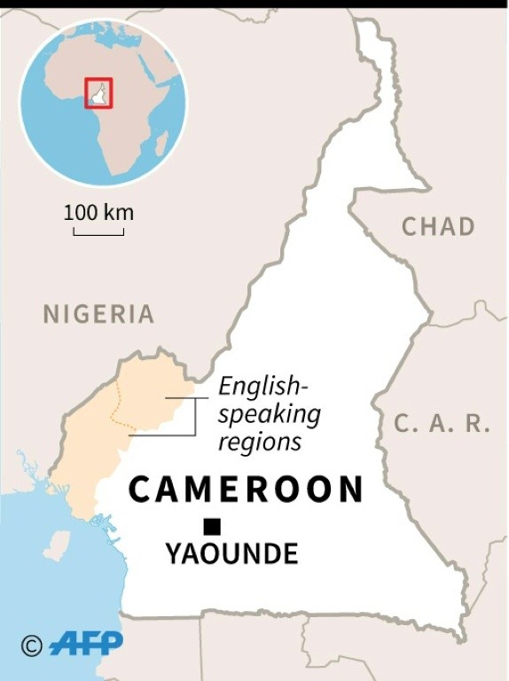 Map of Cameroon, locating English-speaking regions