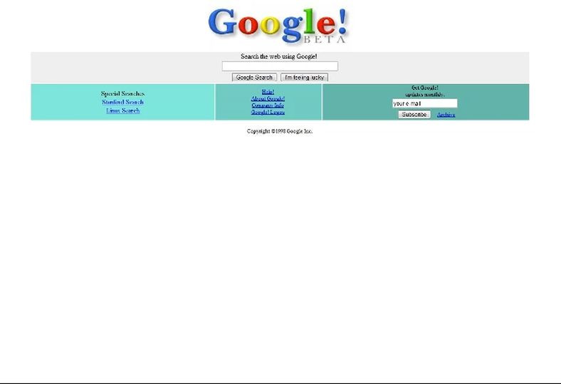 Znane strony dawniej i dziś - Google z 1998 roku