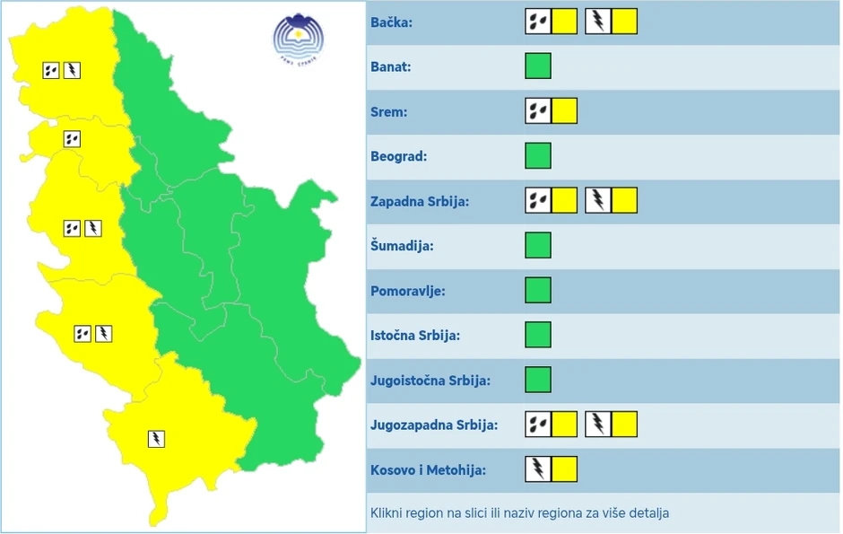 PolaSrbije na udaru kiše i grmljavine