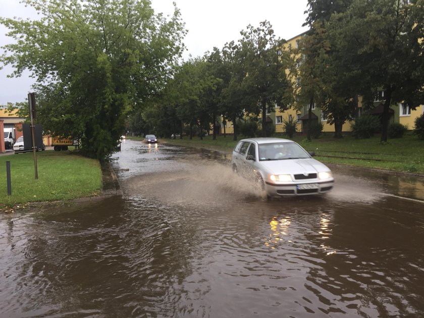 Krajobraz po nawałnicy w Łodzi. Powalone drzewa, zalane ulice...