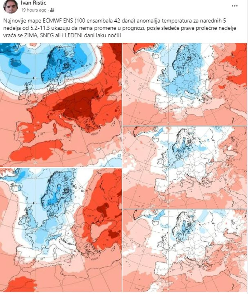 Ivan Ristić, vremenska prognoza za Evropu i Srbiju