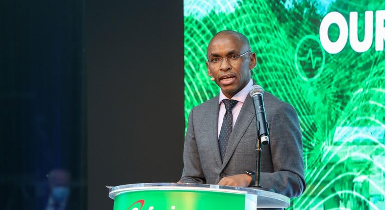 Peter Ndegwa CEO Safaricom, speaking at a media showcase for the launch of the company's 5G service in Kenya, March 26, 2021.