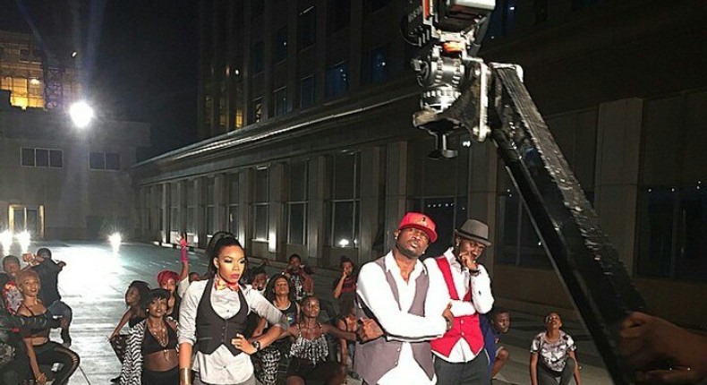 Peter Okoye, Kaffy and Don Flex at the shoot of a new reality TV show