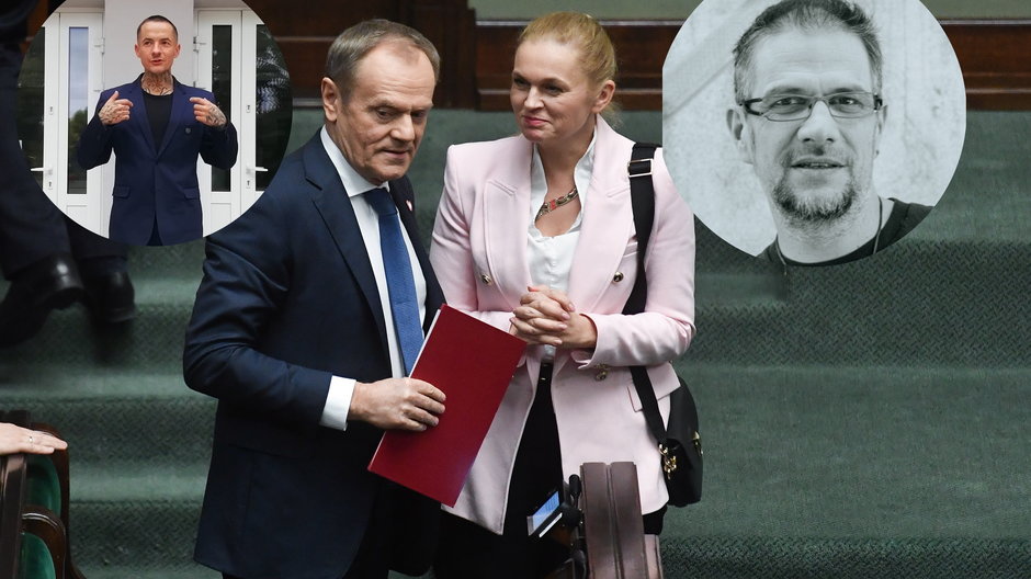 Donald Tusk i Barbara Nowacka. Małe zdjęcia (od lewej) Marcin Józefaciuk, Marcin Korczyc