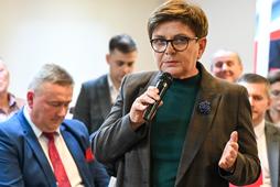 Beata Szydło podczas spotkania z mieszkańcami w Domu Miłosierdzia w Skarżysku-Kamiennej. 9 października 2023 r.