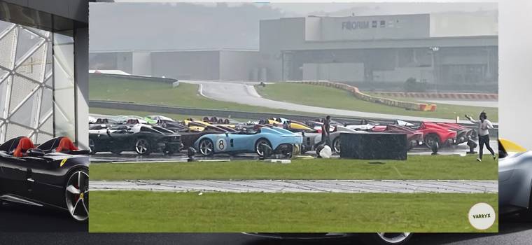 Pogoda ich zaskoczyła. Kilkanaście Ferrari zalanych przez deszcz!