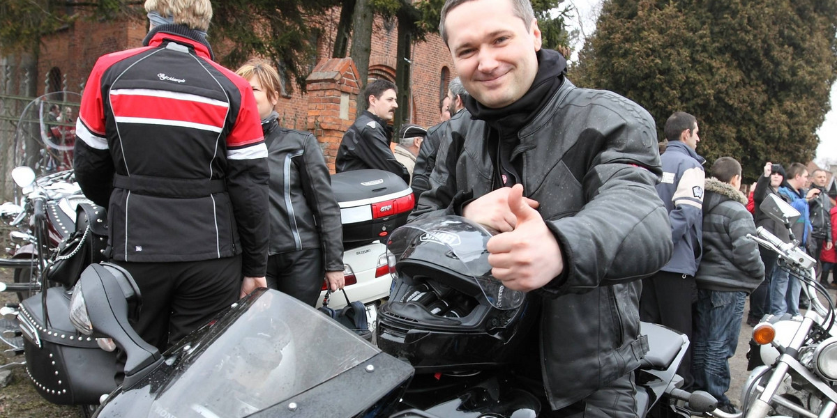 Jarosław Wałęsa na motocyklu