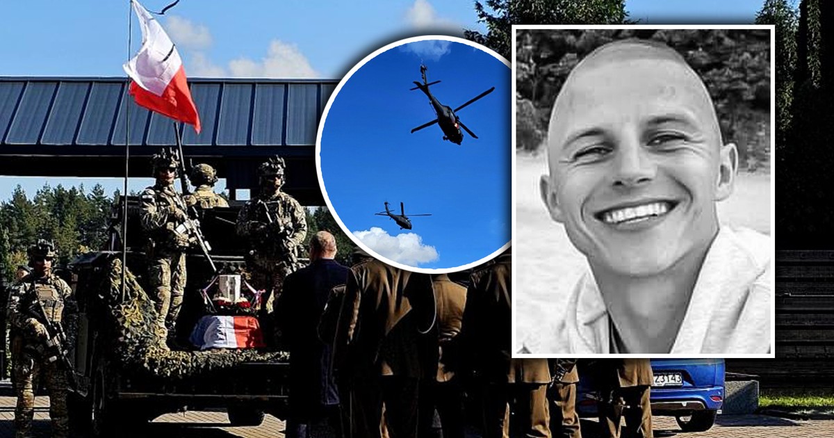 Śmigłowce nad cmentarzem w Suwałkach. Wzruszające pożegnanie żołnierza GROM