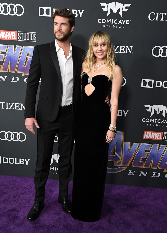 Miley Cyrus i Liam Hemsworth na premierze filmu "Avengers: Koniec gry"
