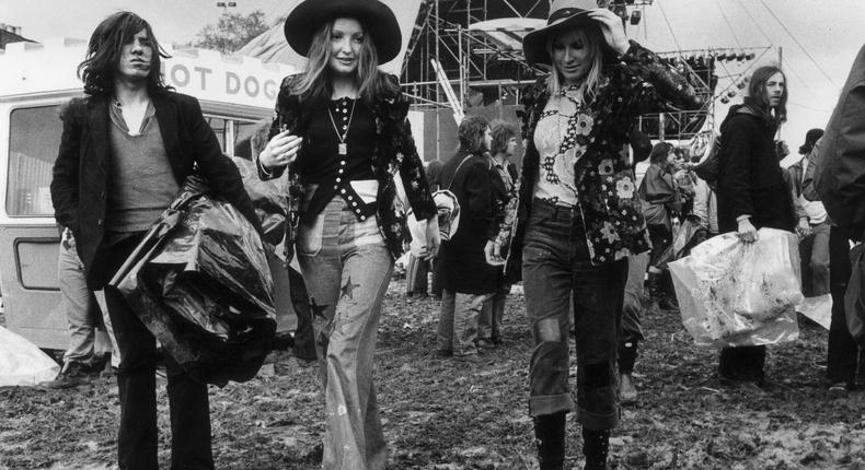 Hippies at the Bardney Pop Festival, in June of 1972.Evening Standard/Getty Images