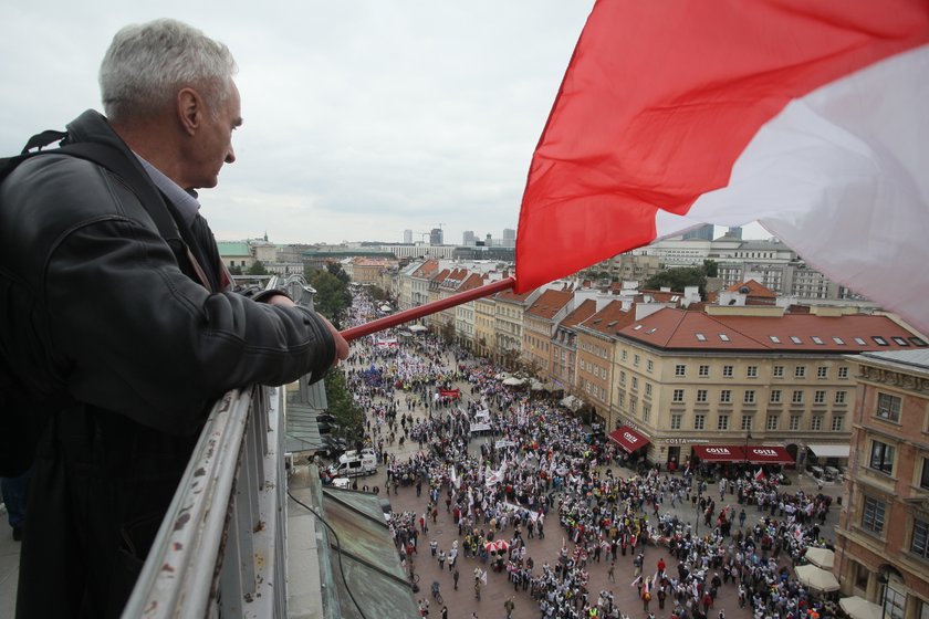 Protesty związkowców w Warszawie