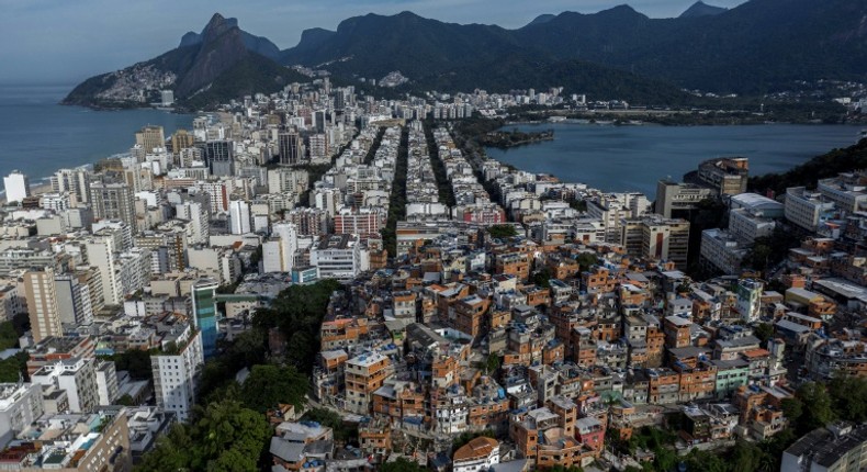 The Pavao-Pavaozinho favela surrounded by the neighborhoods of Copacabana, Ipanema and Lagoa in Rio de Janeiro state, Brazil, on May 22, 2020