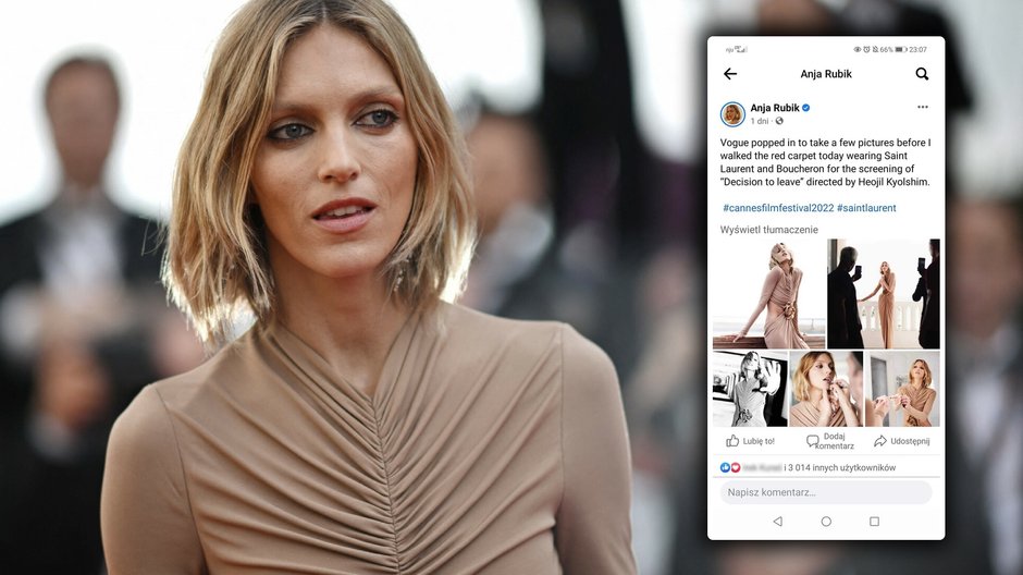 Anja Rubik na festiwalu w Cannes na pokazie filmu "Decision to Leave"