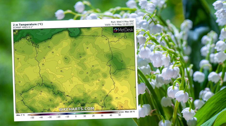 Z każdym dniem będzie robiło się coraz cieplej (mapa: wxcharts.com)