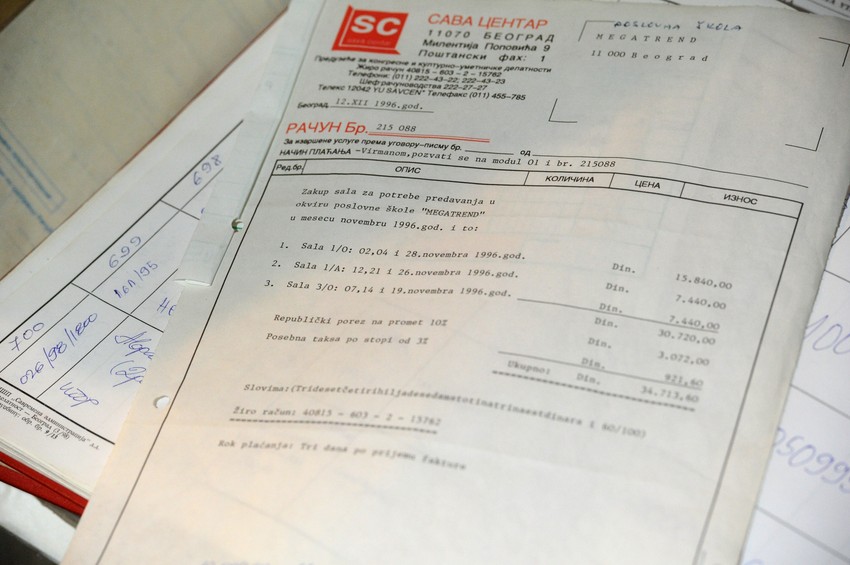Potvrda o zakupu sala u Sava Centru za potrebe predavanja