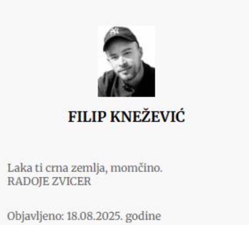 Čitulje Filipu Kneževiću