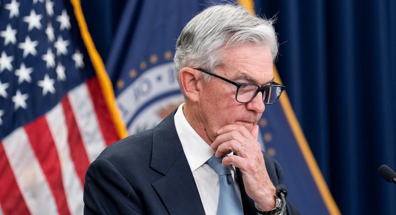 US Federal Reserve Chair Jerome Powell attends a press conference in Washington, DC, on March 22, 2023.Liu Jie/Xinhua via Getty Images