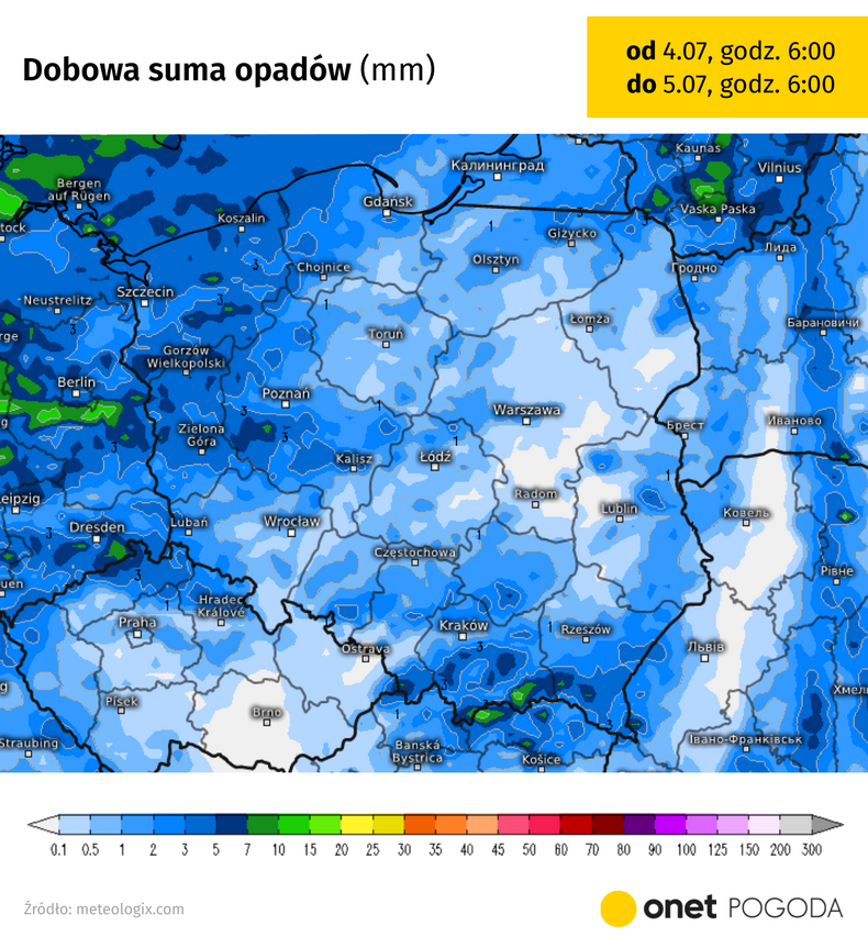 Opady w ciągu najbliższej doby mogą występować niemal w całej Polsce