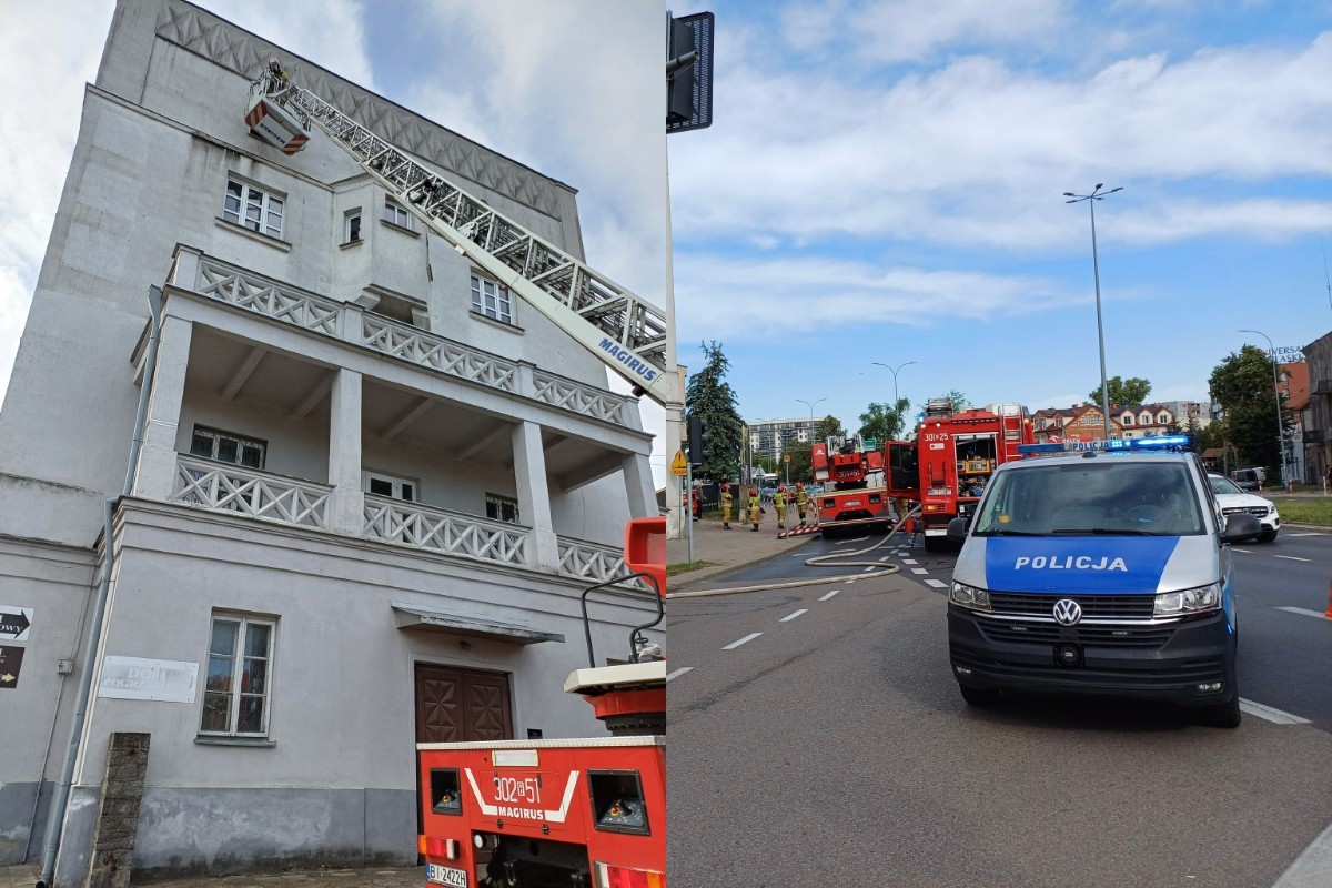 Dramatyczna ewakuacja z drabiny. Pożar hotelu w centrum miasta
