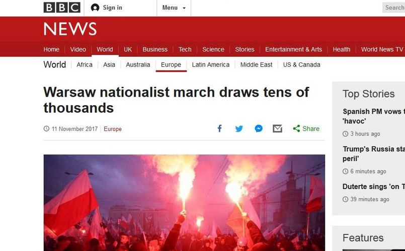 Tytuł: Warszawski marsz nacjonalistów przyciągnął dziesiątki tysięcy (ludzi)WIĘCEJ