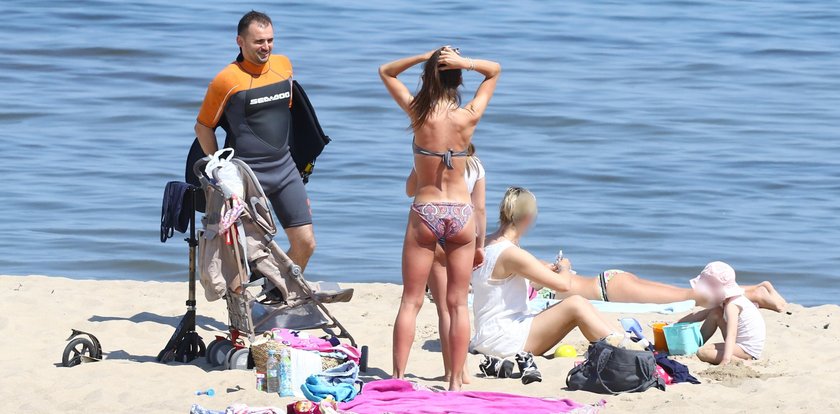 Marta Kaczyńska z byłym mężem na plaży