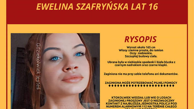 Zaginiona 16-letnia Ewelina Szafryńska 
