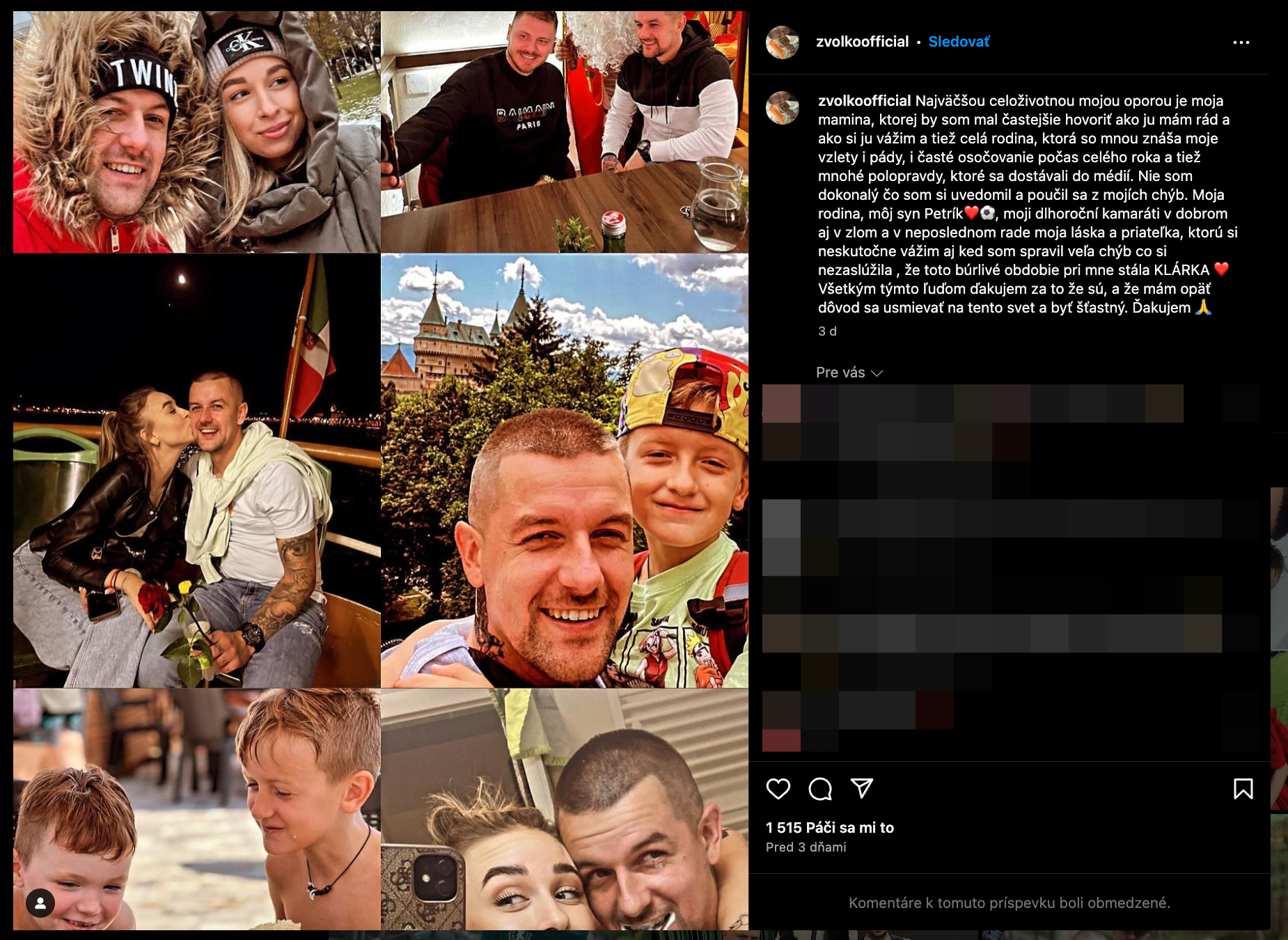 Exmanžel Domniky Mirgovej zverejnil na Silvestra koláž fotografii, kde vyznal lásku novej partnerke.