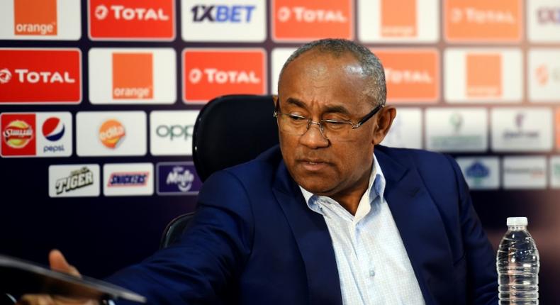 Confederation of African Football (CAF) president Ahmad Ahmad attends a press conference in Cairo a day before before the Africa Cup of Nations kicked off last month