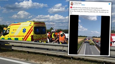 Tragedia na czeskiej autostradzie. Nie żyje kierowca autobusu [WIDEO I ZDJĘCIA]